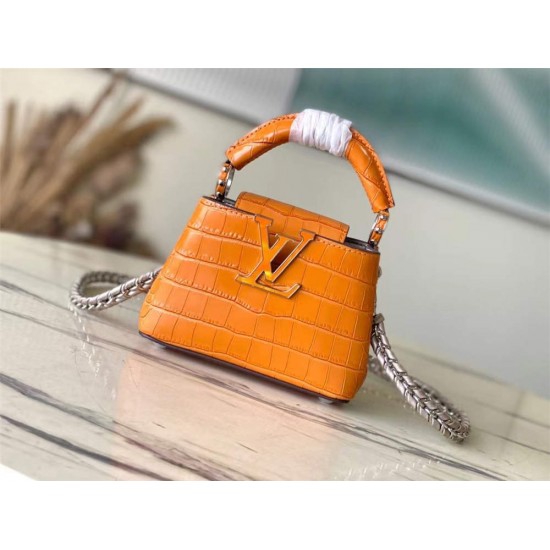 Louis Vuitton  N48865 Capucines Mini 16 * 11 *6.5  cm orange