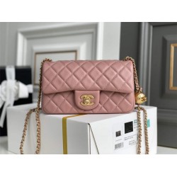 Chanel gold ball 13x20x7cm black lambskin  pink