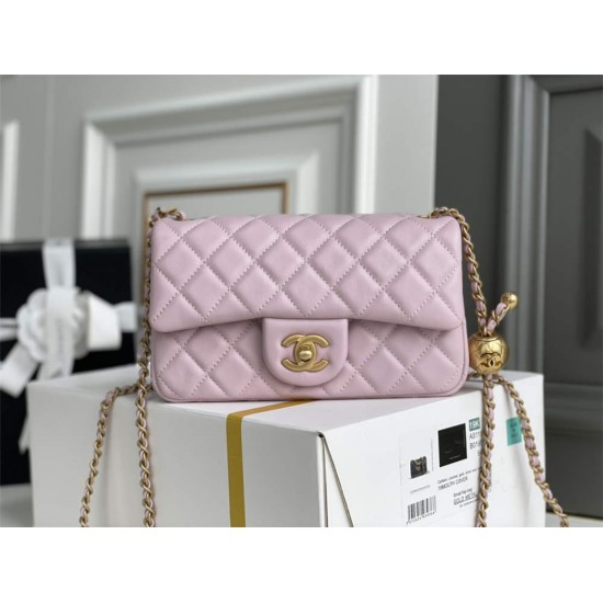 Chanel gold ball 13x20x7cm black lambskin  pink