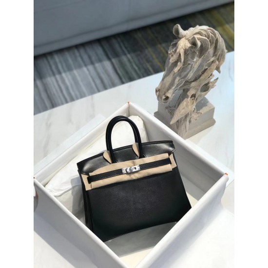 Hermes Birkin 25 Box calf leather black