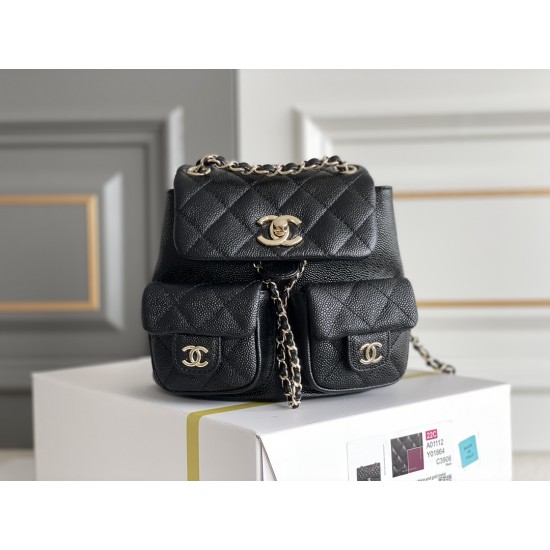 Chanel backpack 17.5x16.5x10cm small caviar