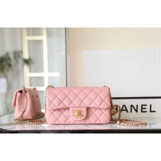 Chanel Classic flap 23K 13×20×7cm gold ball pink lambskin