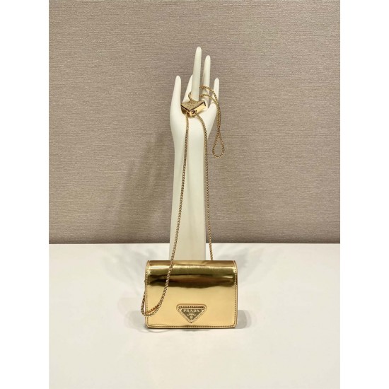 Prada 1MR024 gold bag 11.5x8cm