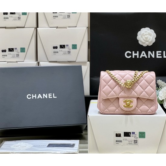 Chanel classic flap mini CF 17cm  flower buckle