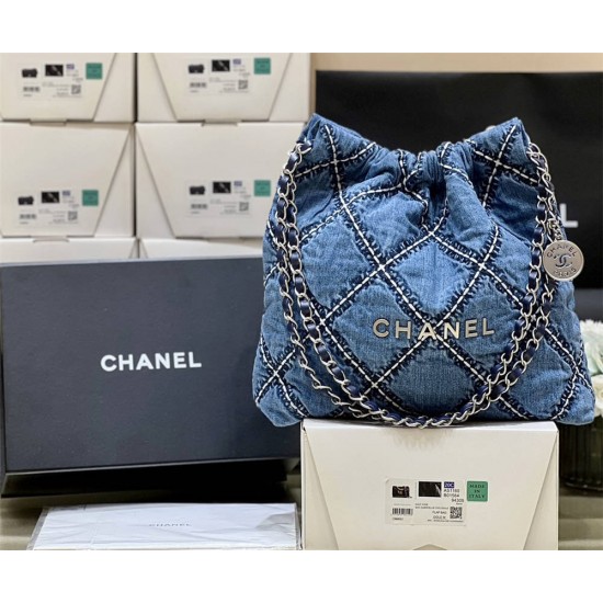 Chanel CHANEL 22 SMALL HANDBAG DENIM AS3260 Size: 35*37*7cm