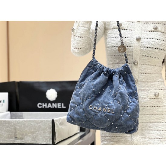 CHANEL 22 SMALL HANDBAG DENIM  AS3260 Size: 35*37*7cm 2025 new