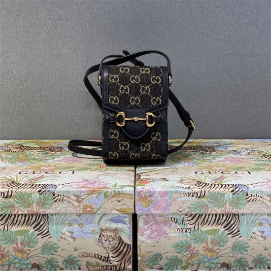 Gucci 1955 housebit black denim 11.5*17*4cm 2025 New